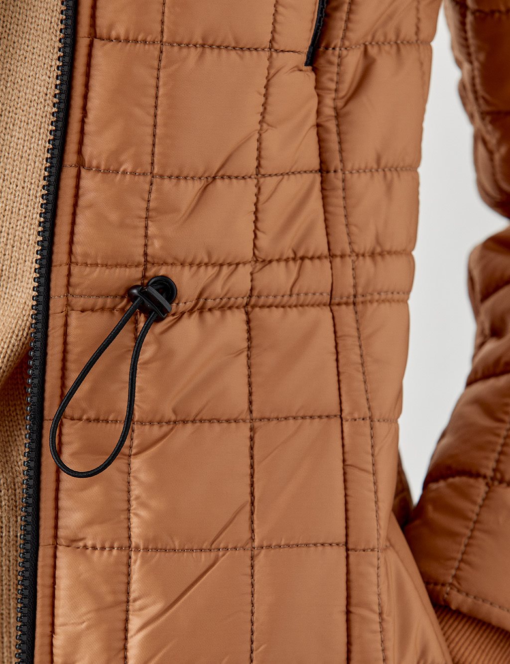 Square Slice Quilted Inflatable Coat Camel