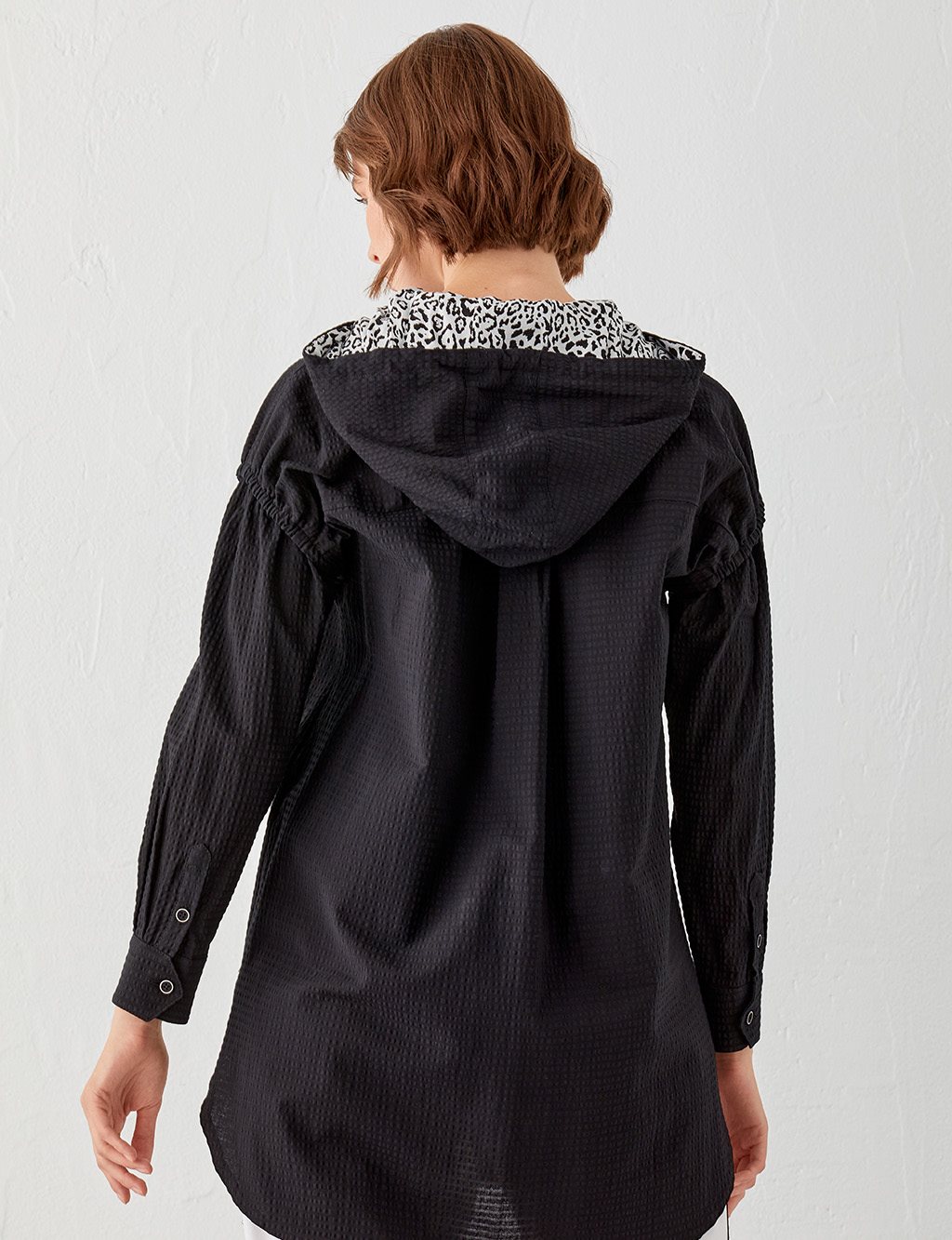 Hooded Sequined Shirt Black