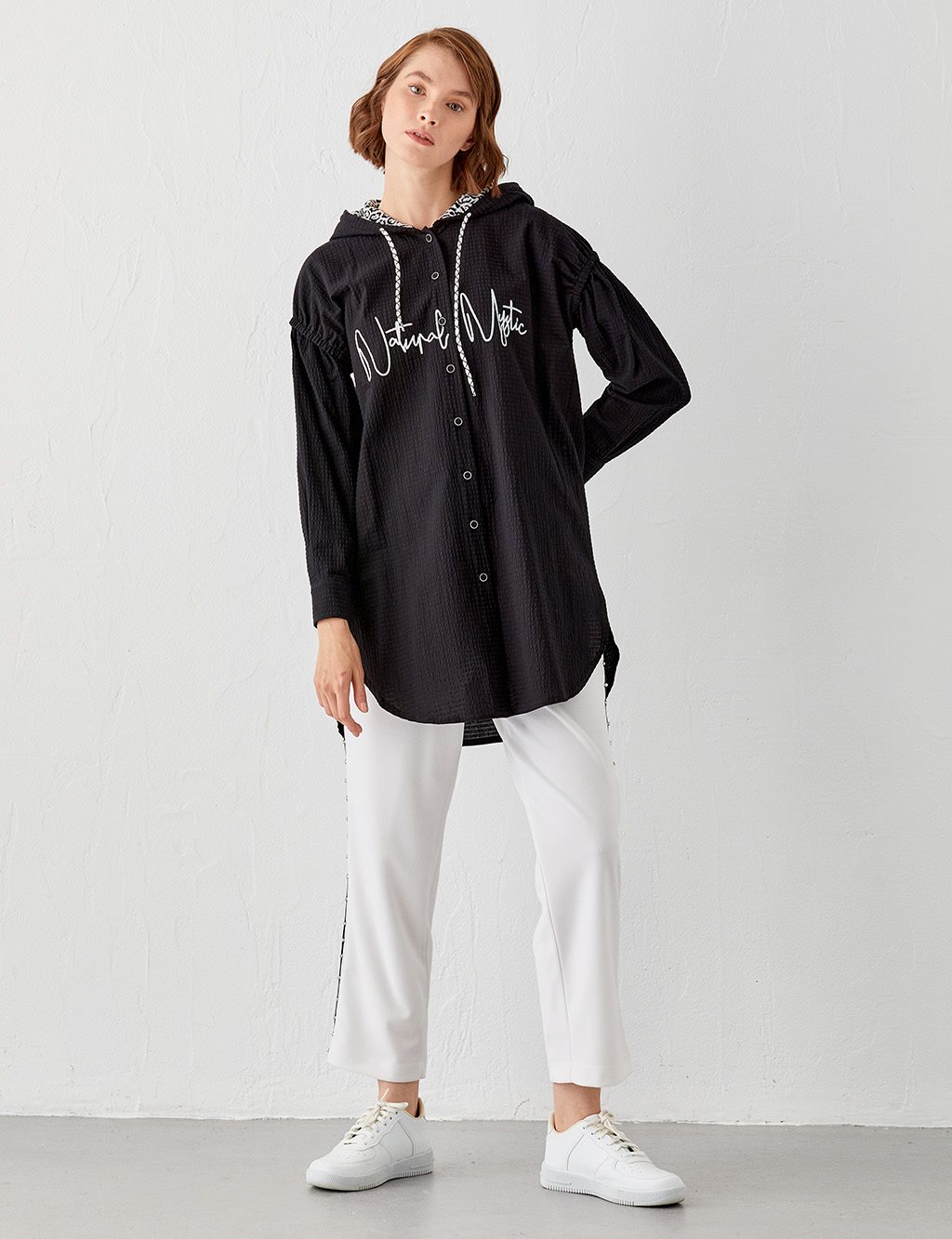 Hooded Sequined Shirt Black