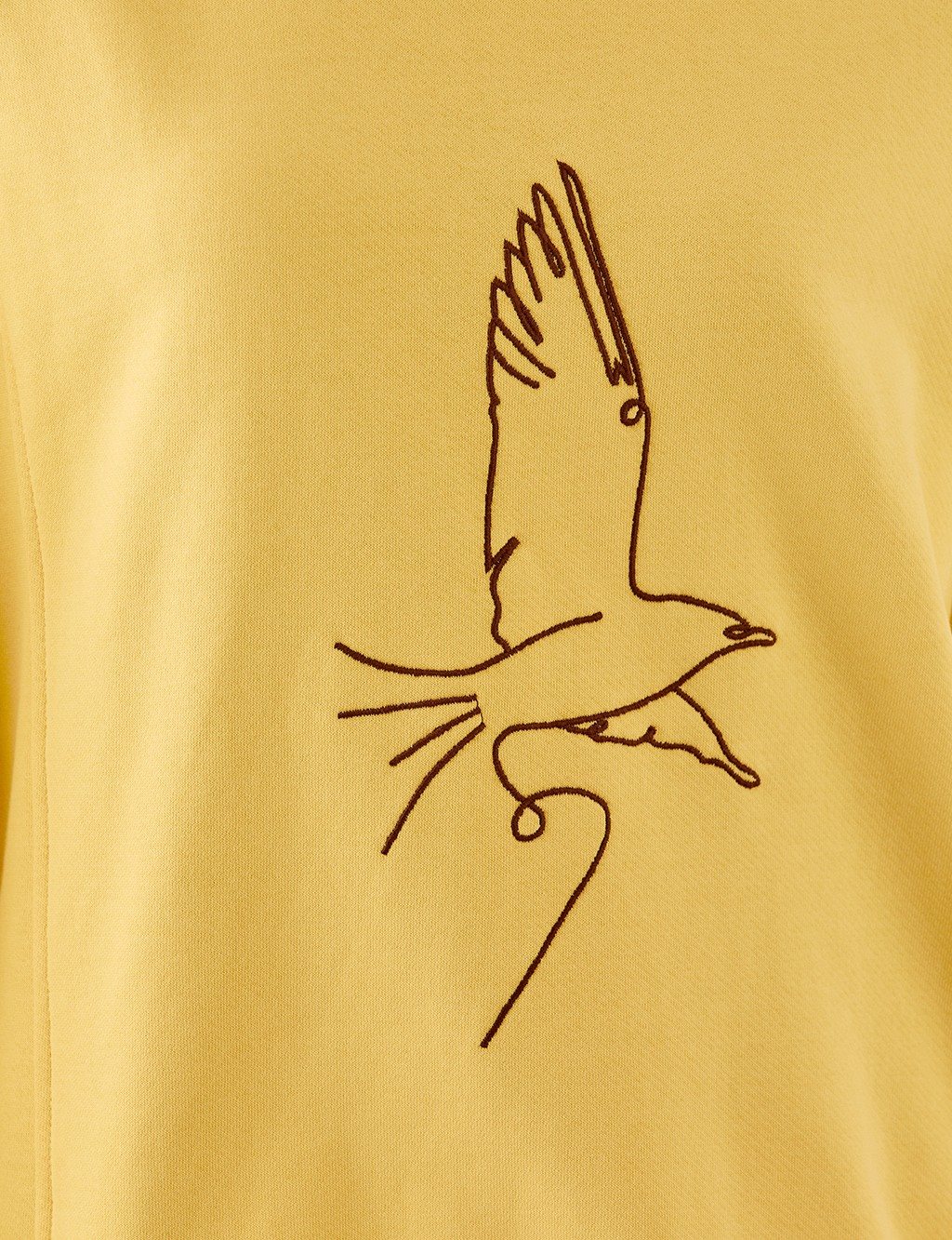 Bird Figure Embroidered Sweatshirt Yellow