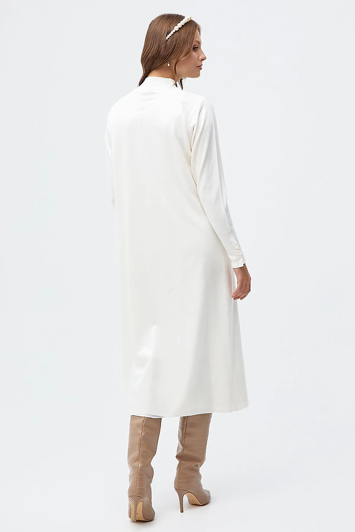 Half Turtleneck Knitwear Dress Ecru