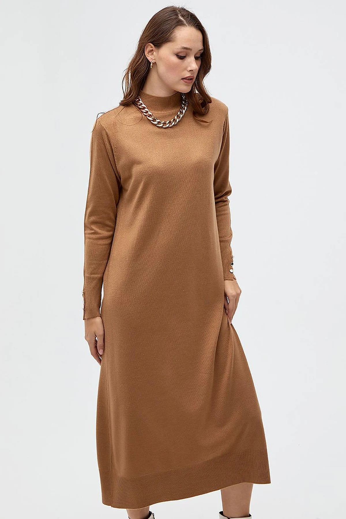  Half Turtleneck Knitwear Dress Beige 