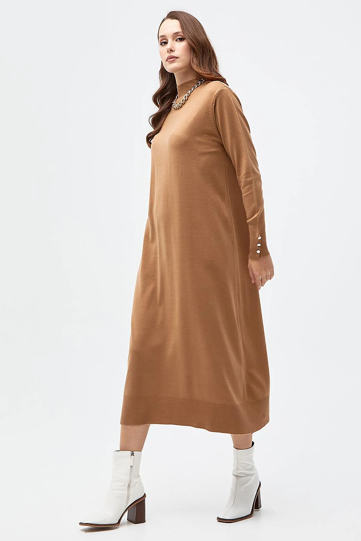  Half Turtleneck Knitwear Dress Beige 
