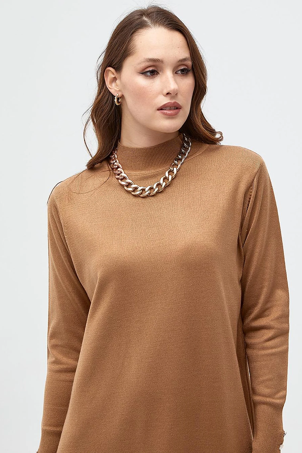  Half Turtleneck Knitwear Dress Beige 