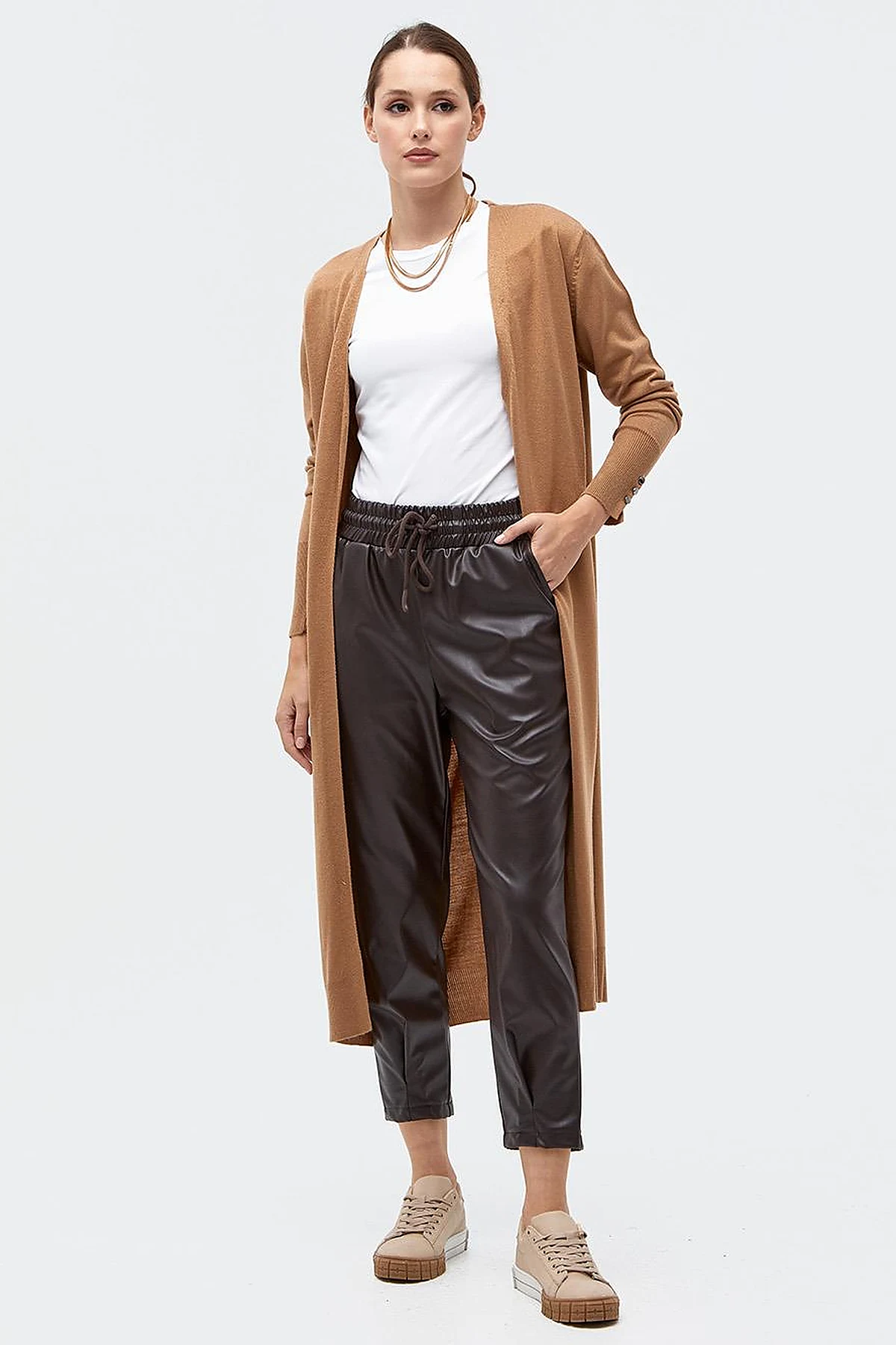 Long Knitwear Cardigan Beige