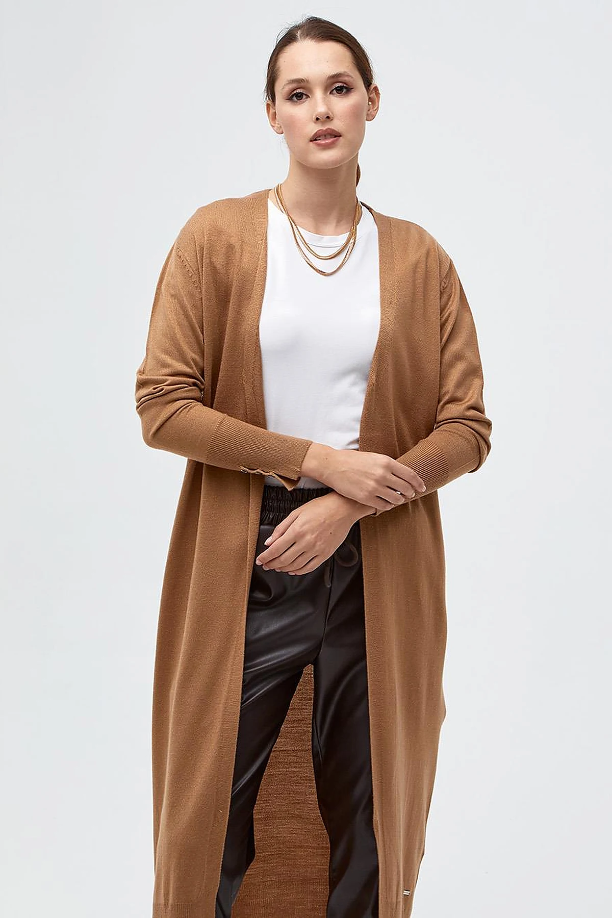 Long Knitwear Cardigan Beige
