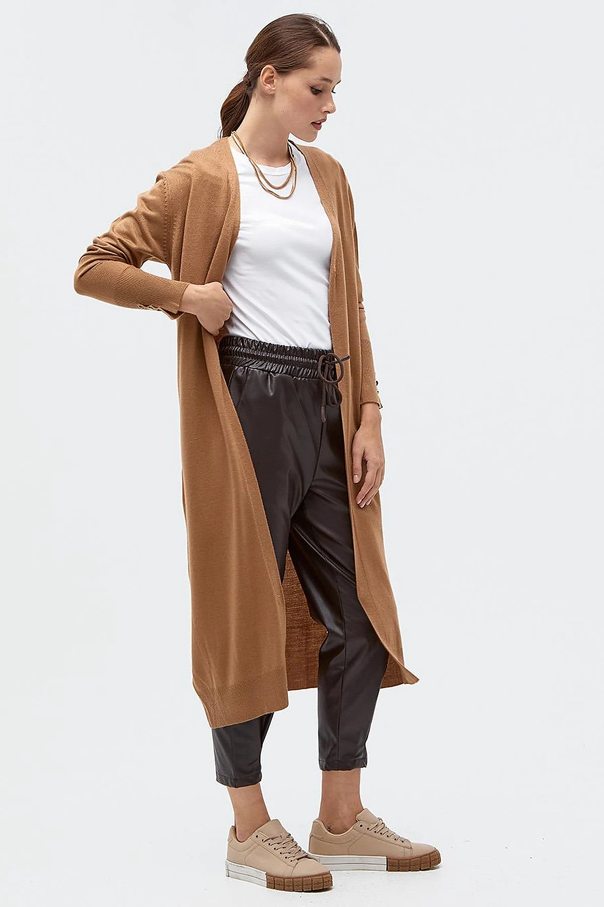 Long Knitwear Cardigan Beige