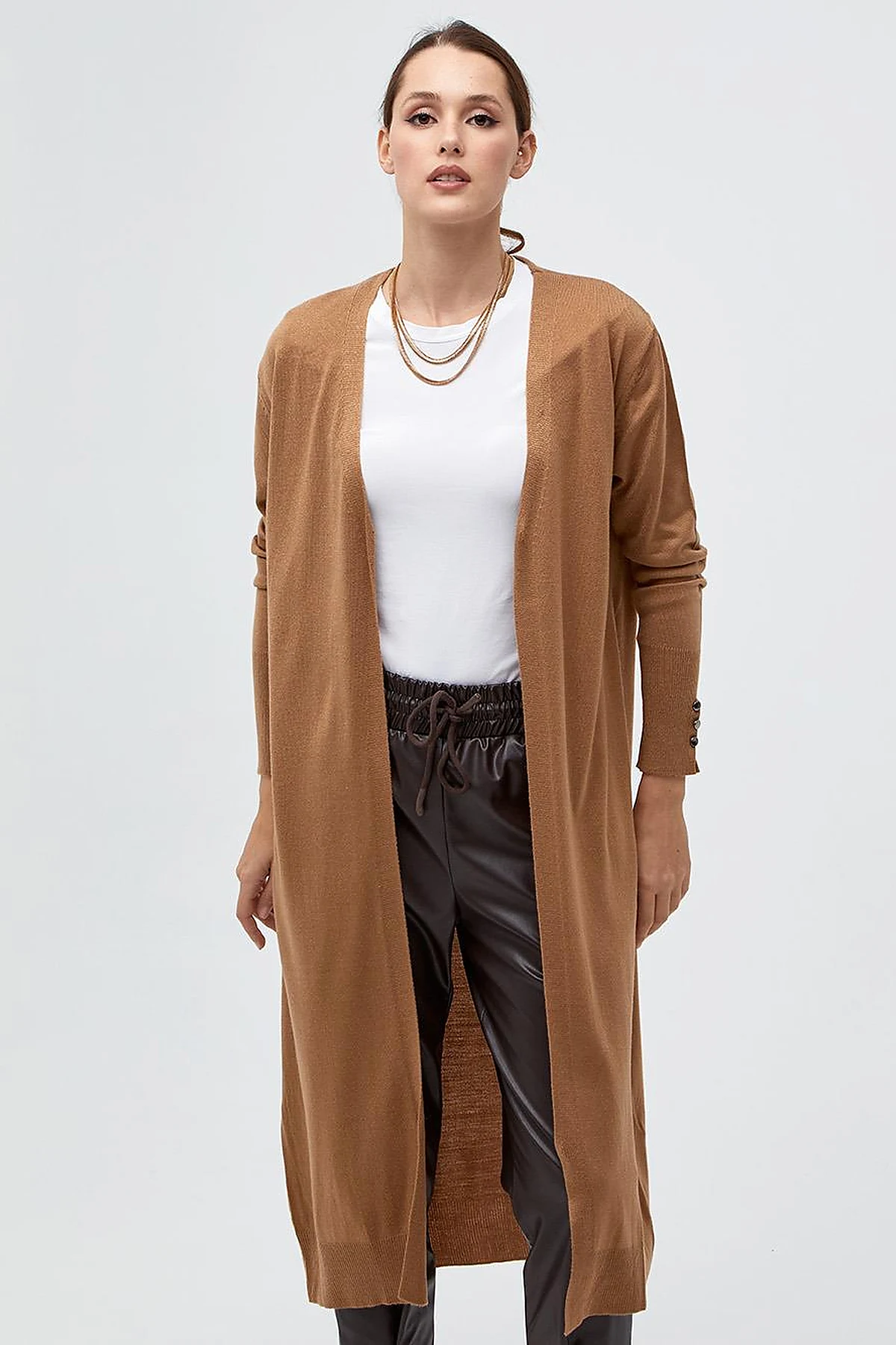 Long Knitwear Cardigan Beige