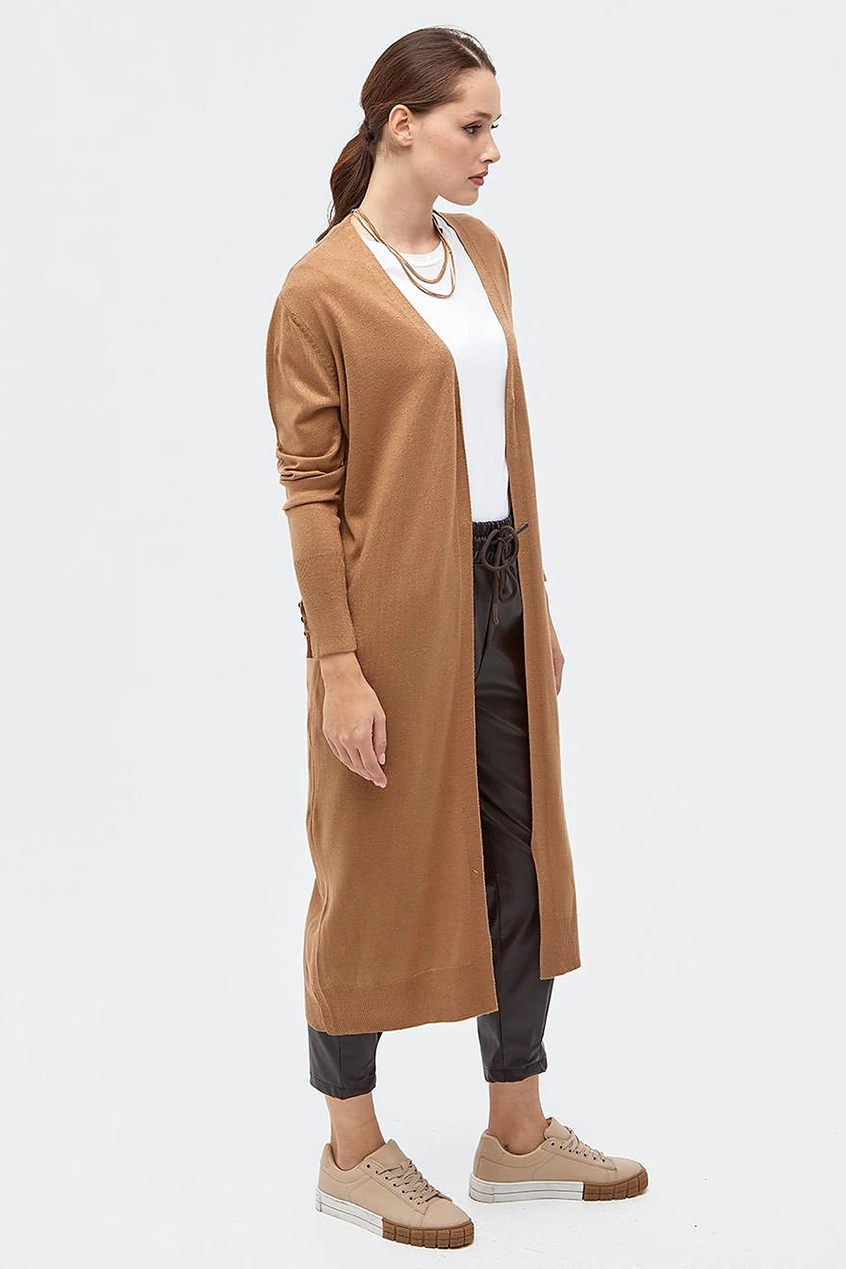 Long Knitwear Cardigan Beige