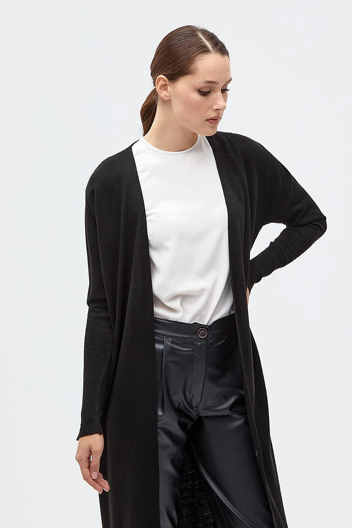 Long Knitwear Cardigan Black