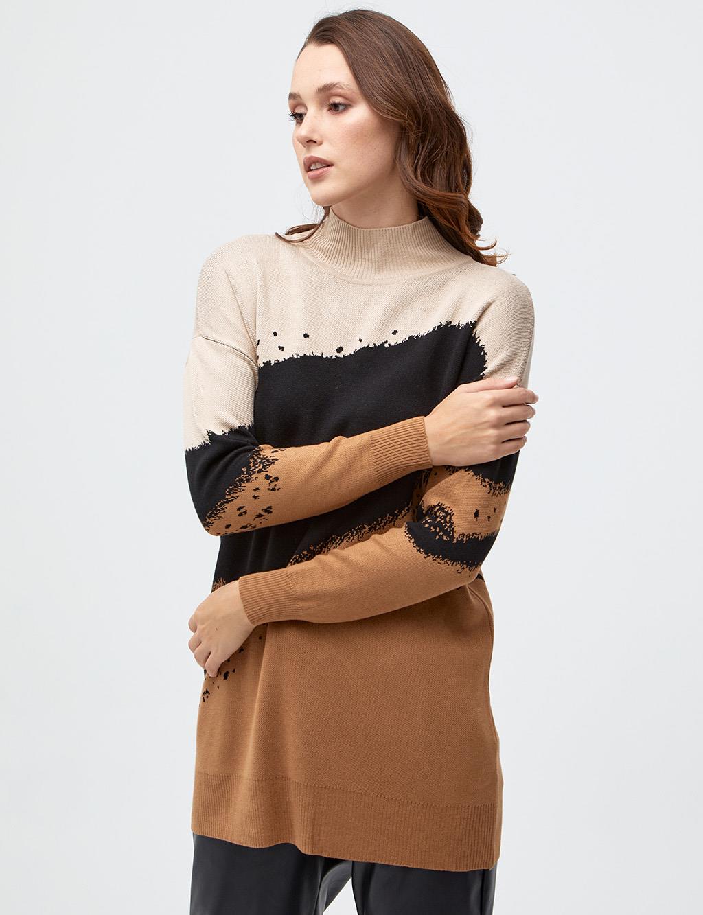 Color Transition Knitwear Tunic Camel