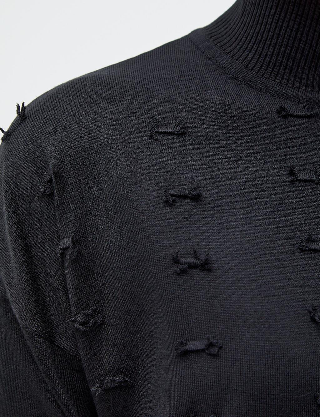 Decorative Tasseled Knitwear Tunic Black