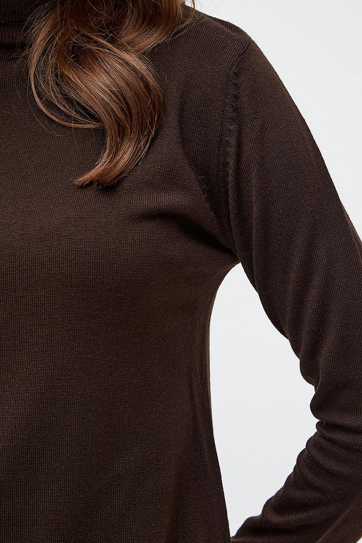 Basic Turtleneck Knitwear Tunic Dark Brown