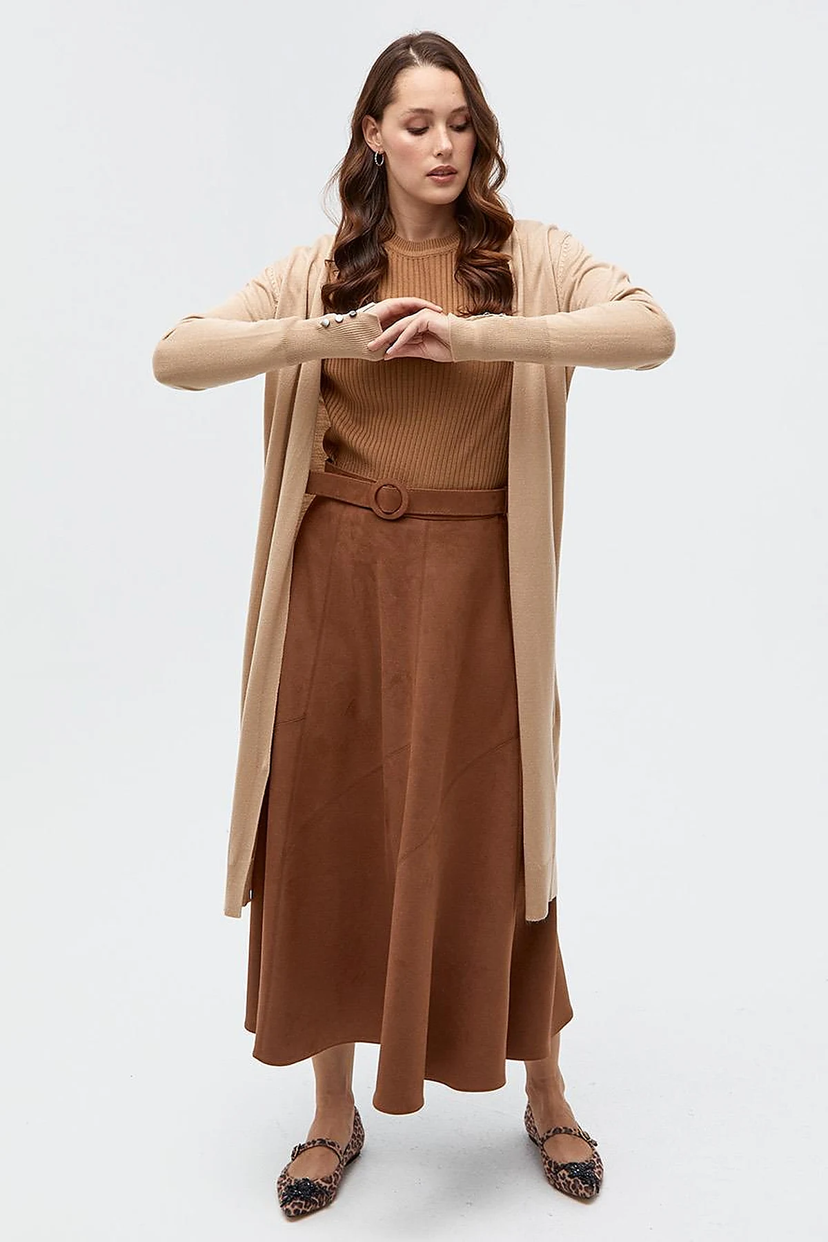  Long Knitwear Cardigan Stone