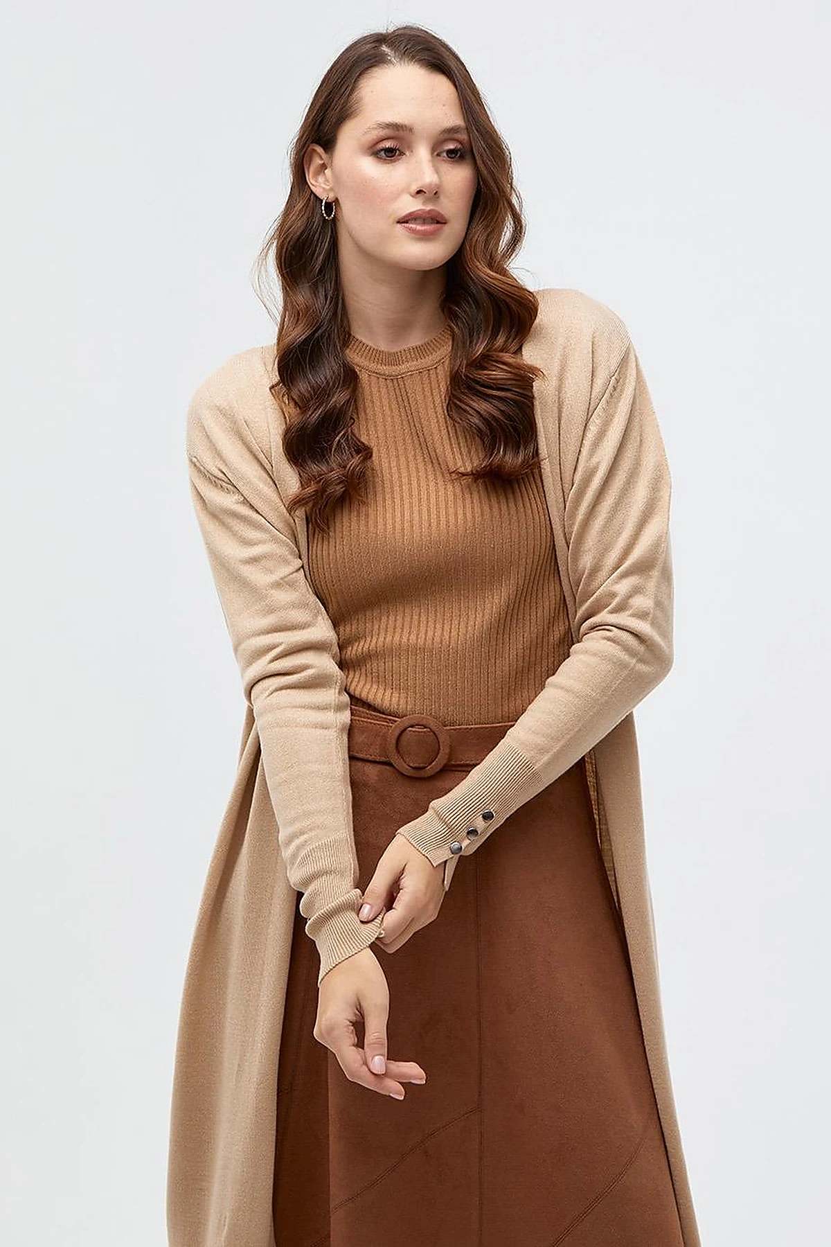 Long Knitwear Cardigan Stone