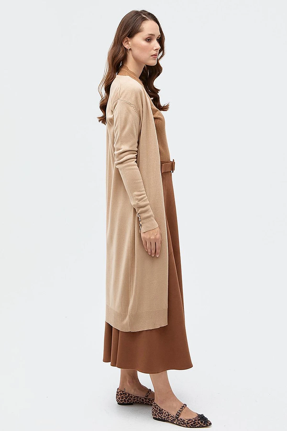  Long Knitwear Cardigan Stone
