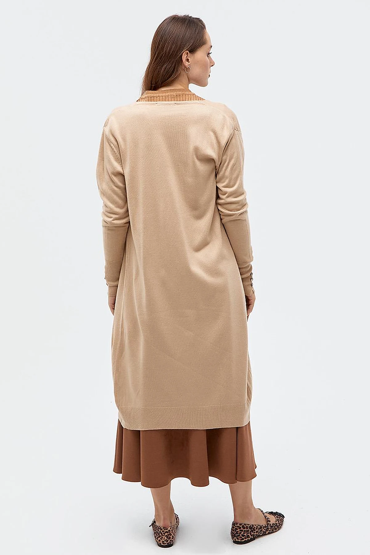  Long Knitwear Cardigan Stone