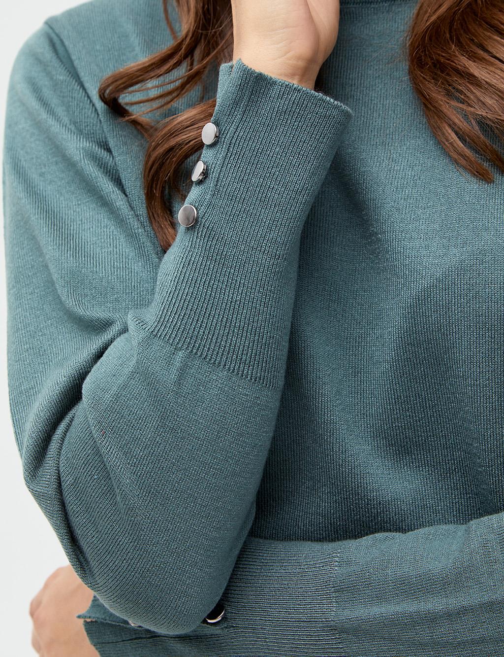 Round Neck Collar Knitwear Blouse Musty Green