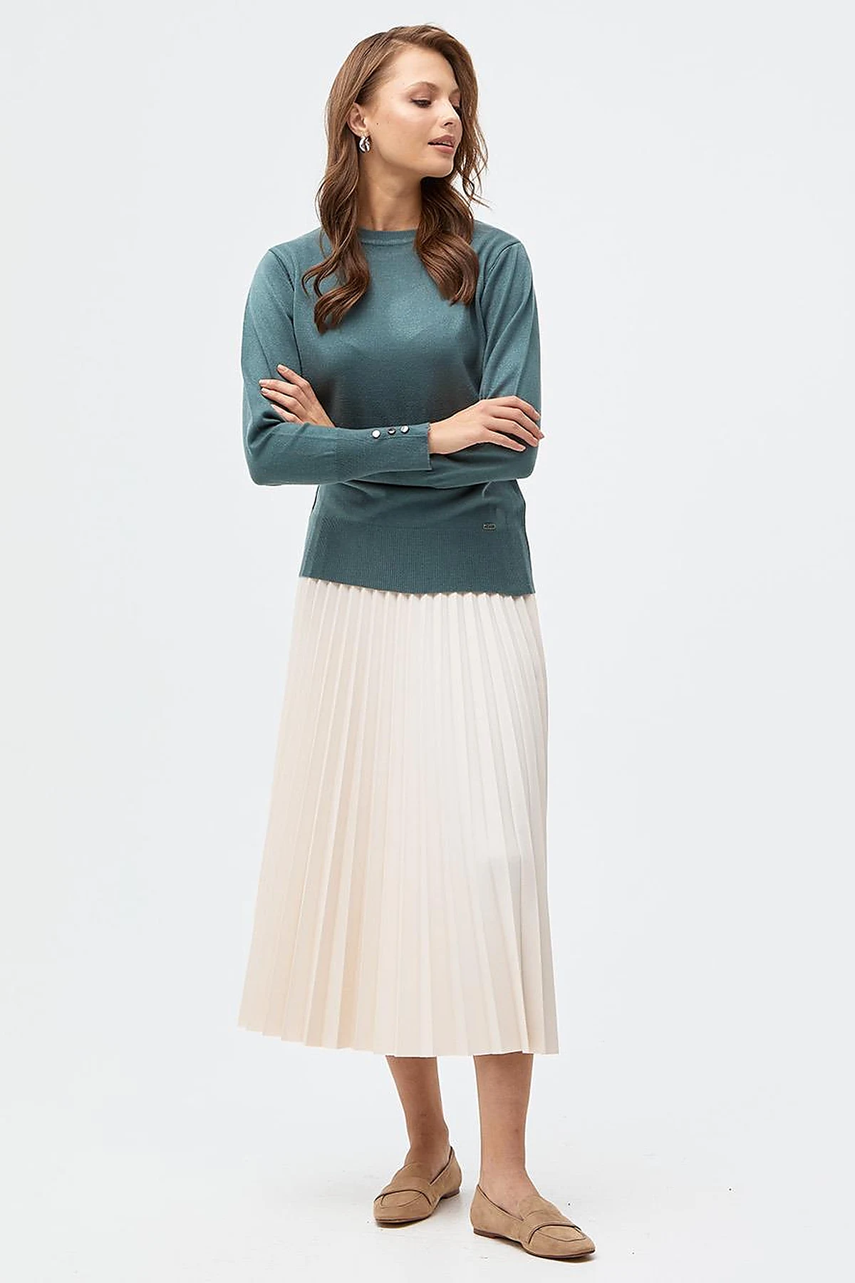 Round Neck Collar Knitwear Sweater Musty Green