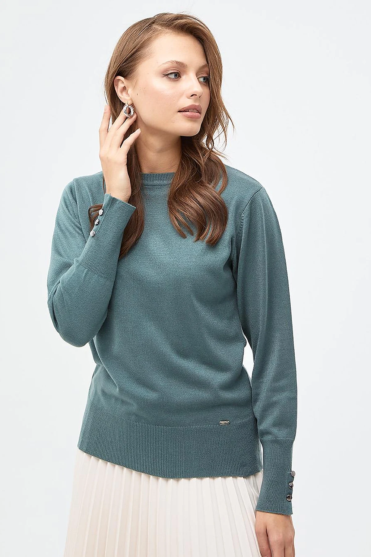 Round Neck Collar Knitwear Sweater Musty Green