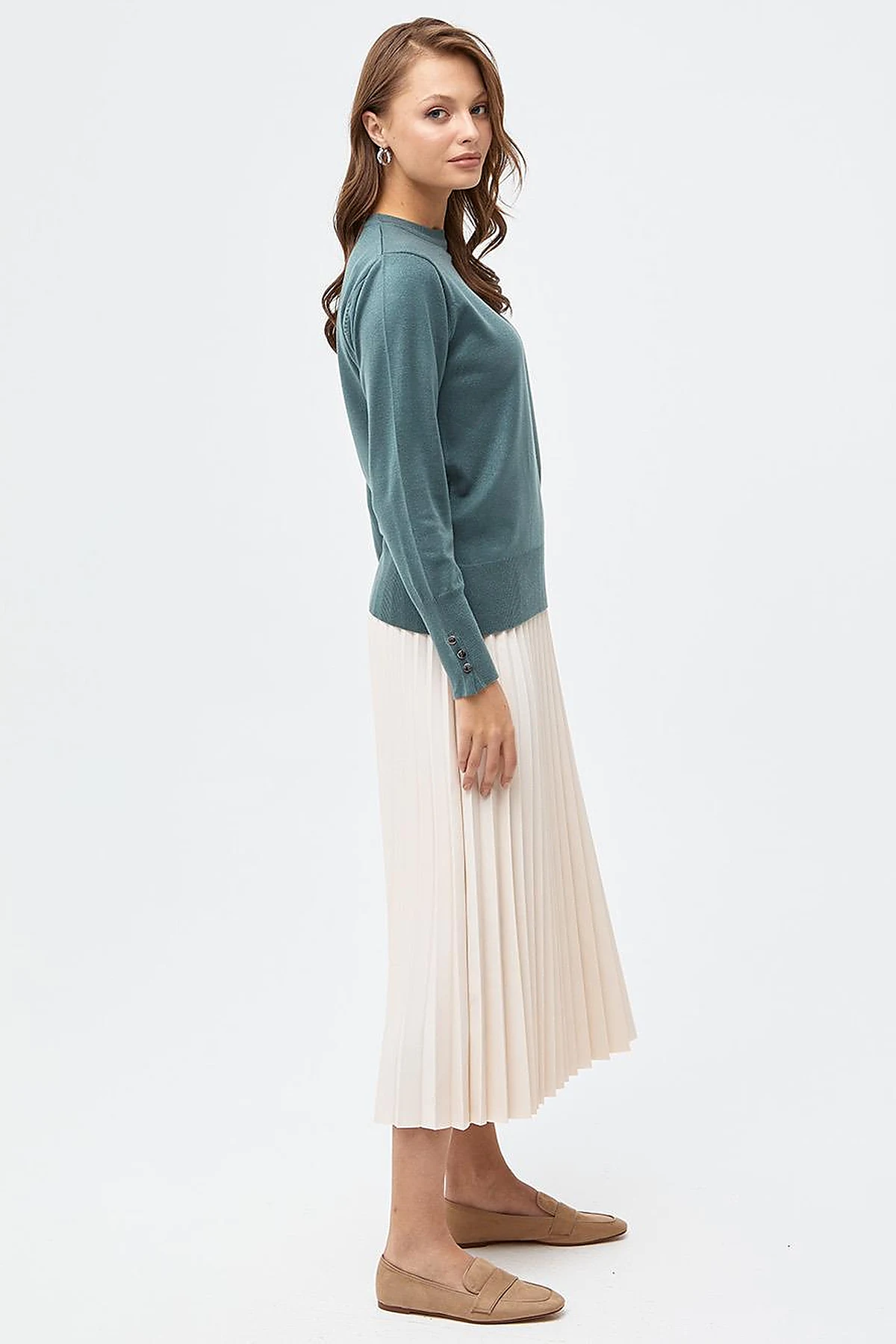 Round Neck Collar Knitwear Sweater Musty Green