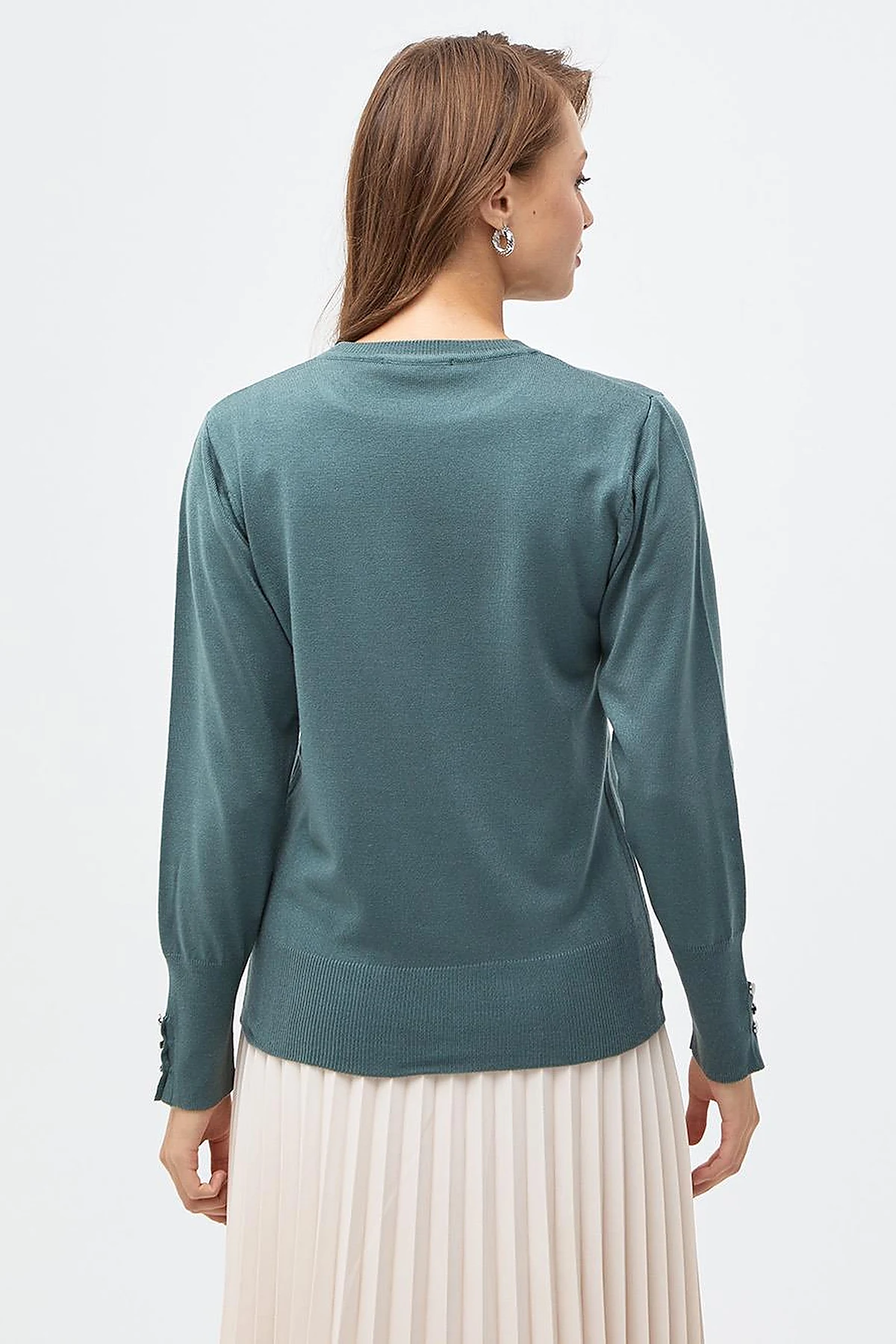 Round Neck Collar Knitwear Sweater Musty Green