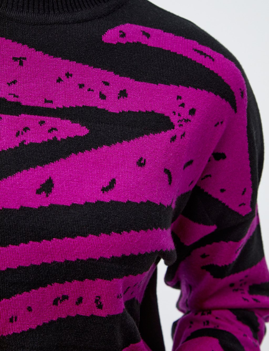 Abstract Pattern Knitwear Tunic Fuchsia-Black