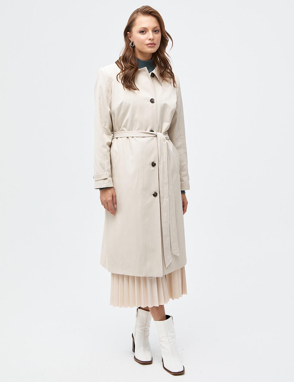 Belted Trench Coat Cream