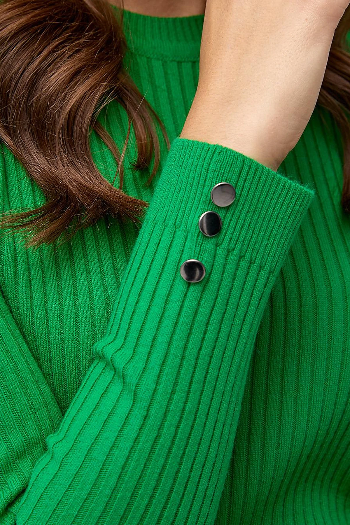Zero Collar Ribbed Knitted Sweater Grassgreen