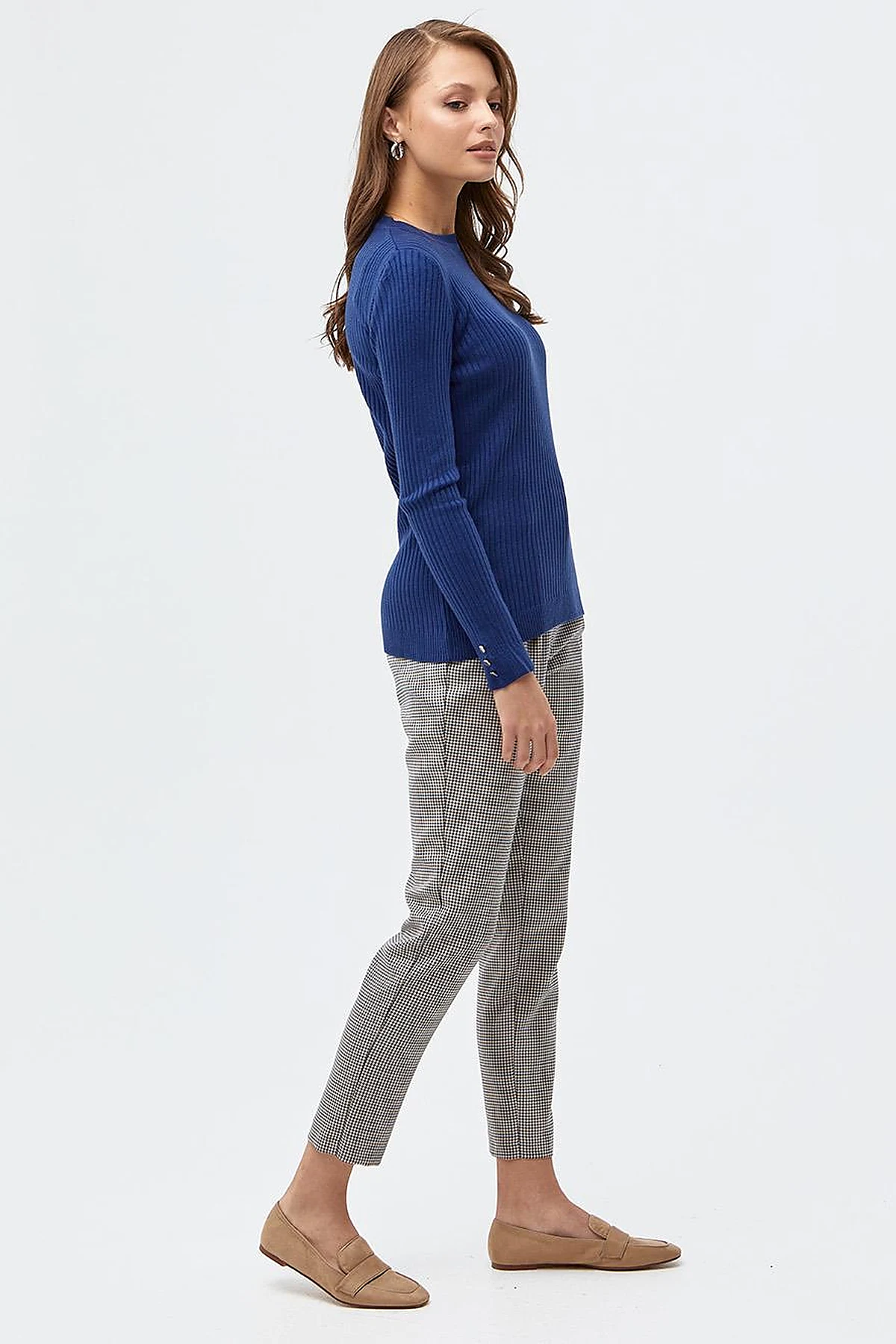 Zero Collar Ribbed Knitted Sweater Indigo