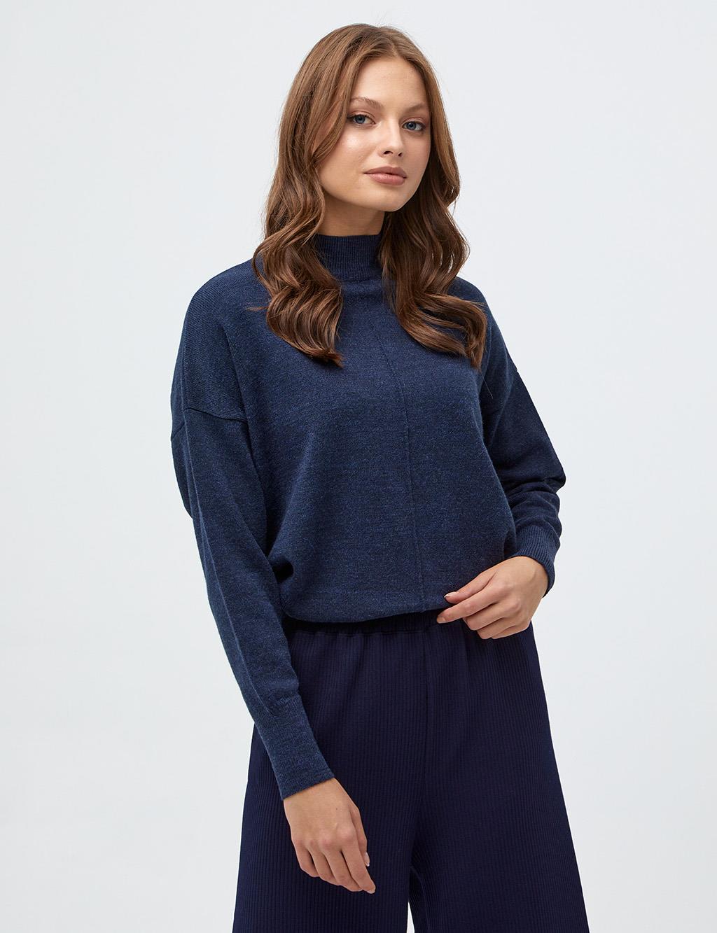 Ribbed Wide Leg Pants Navy
