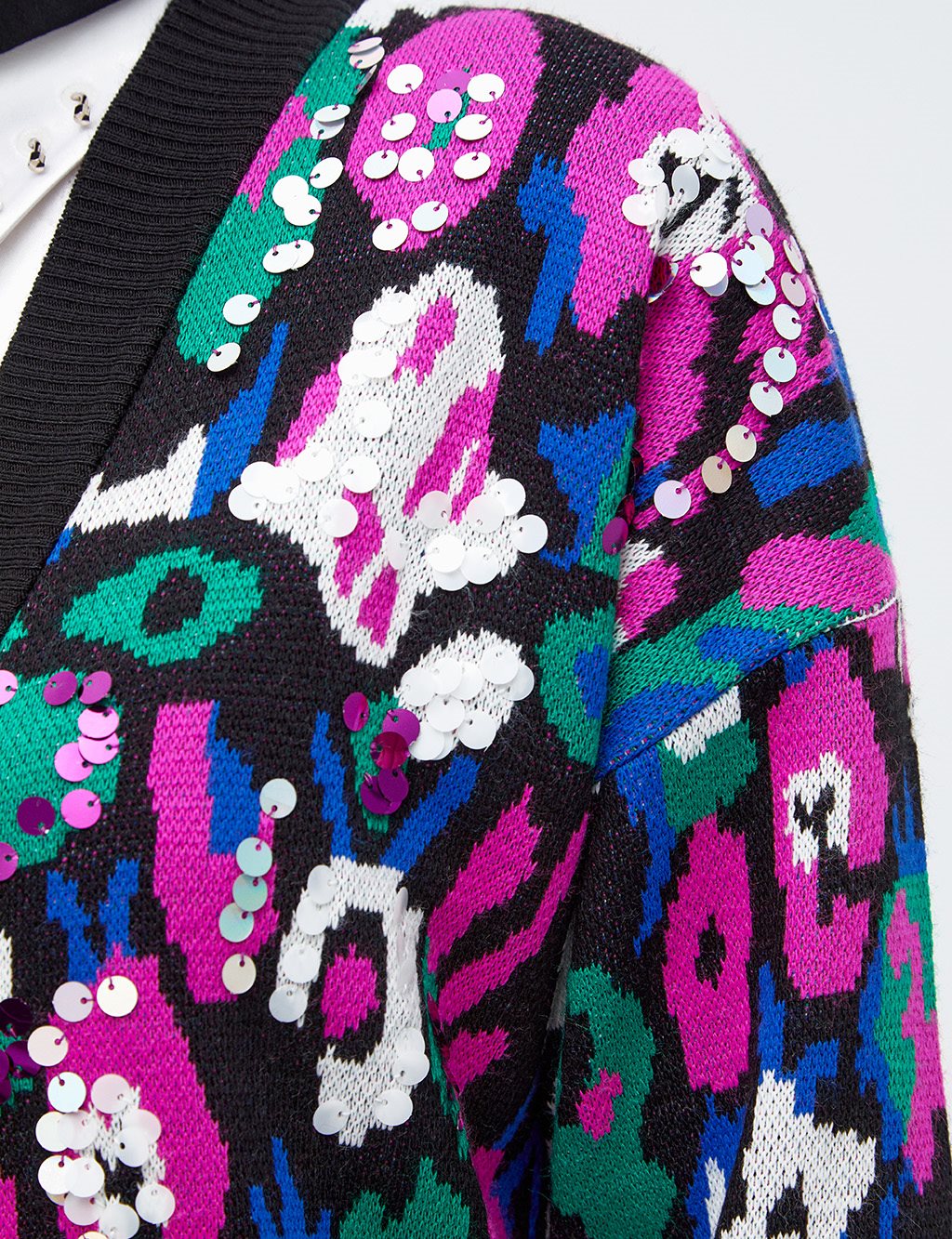 Colorful Knit Cardigan Black