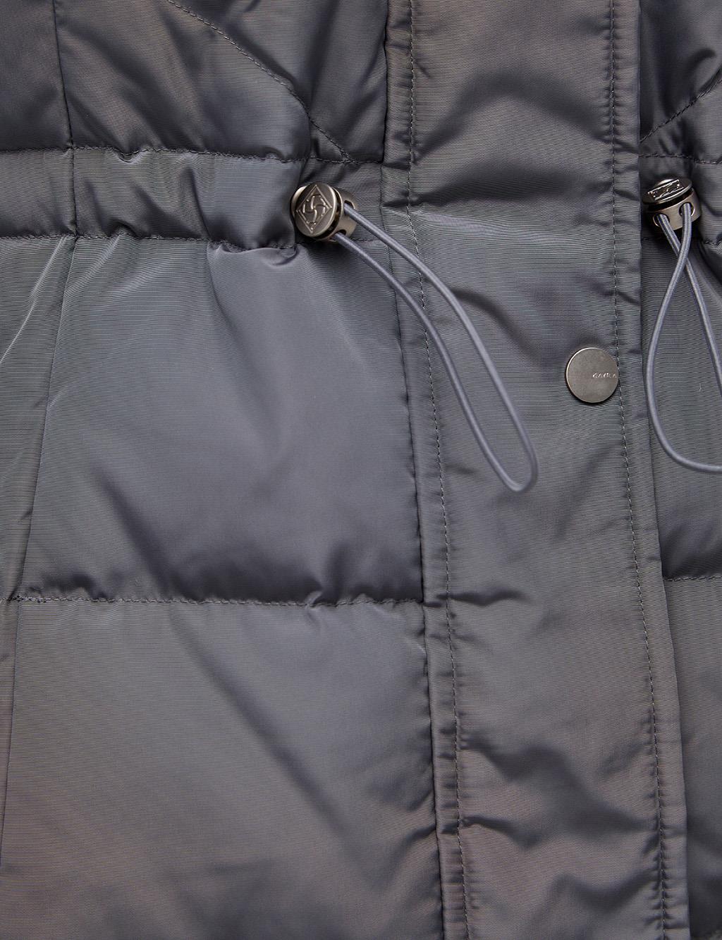 Waist Pleated Goose Down Filled Coat Smoked