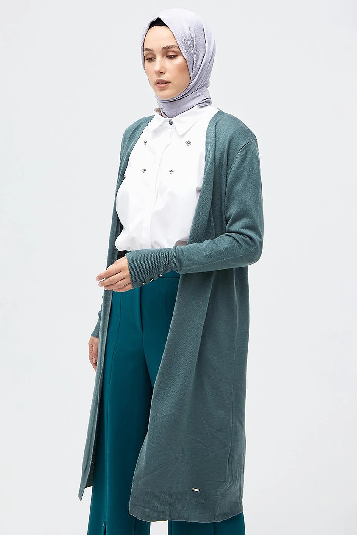  Long Knitwear Cardigan Musty Green