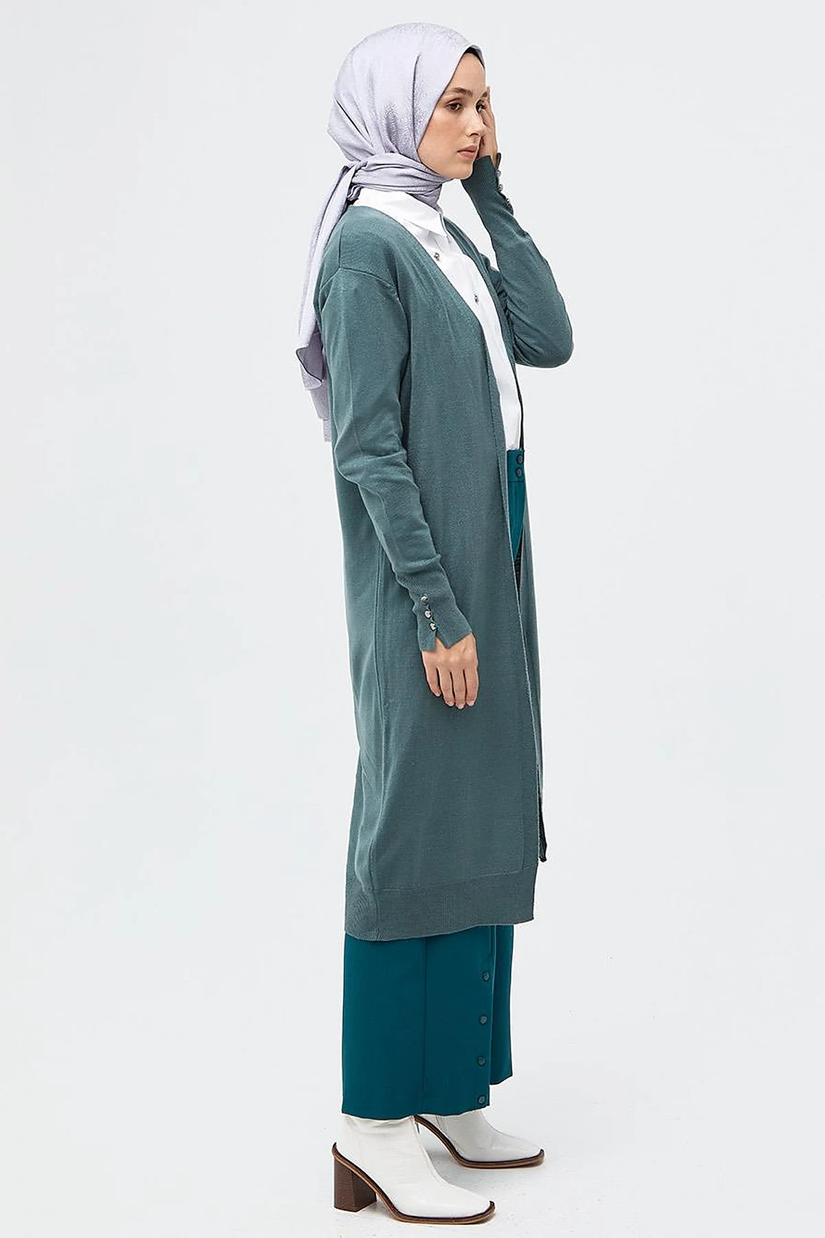  Long Knitwear Cardigan Musty Green