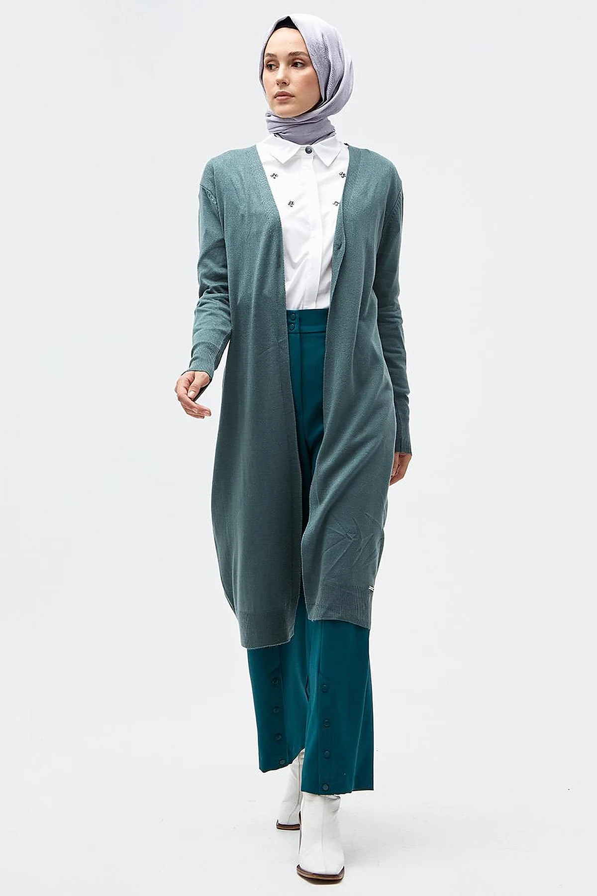  Long Knitwear Cardigan Musty Green