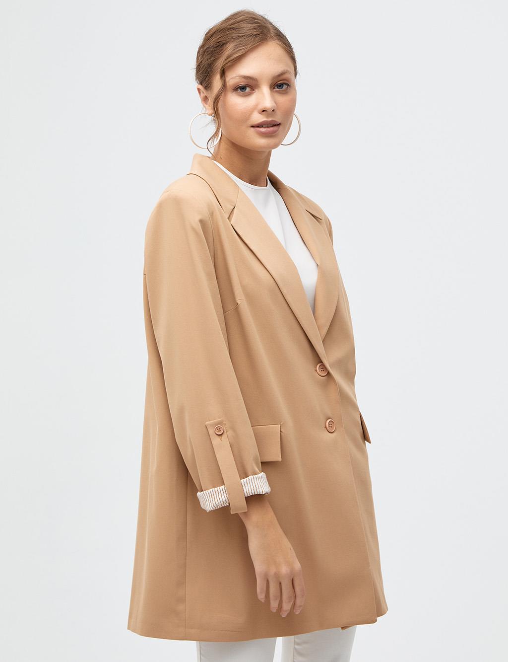 Blazer with Foldable Sleeves Beige
