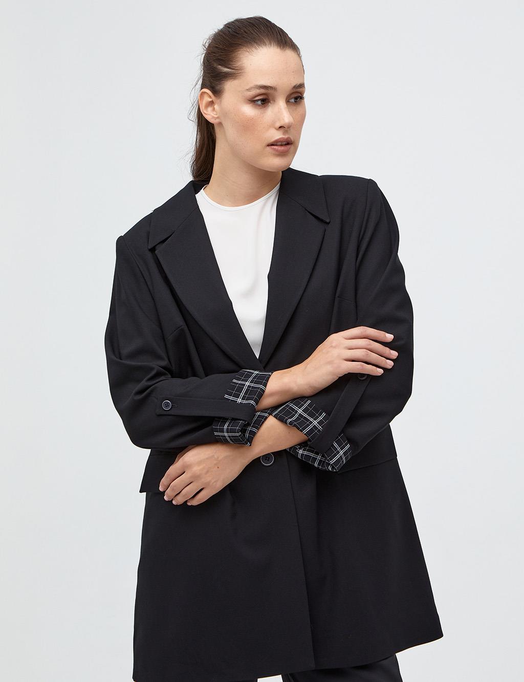 Blazer with Foldable Sleeves Black