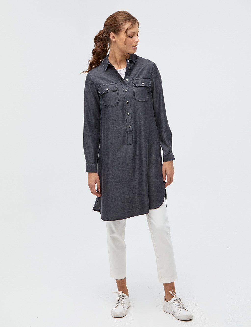 Double Pocket Buttoned Tunic Black