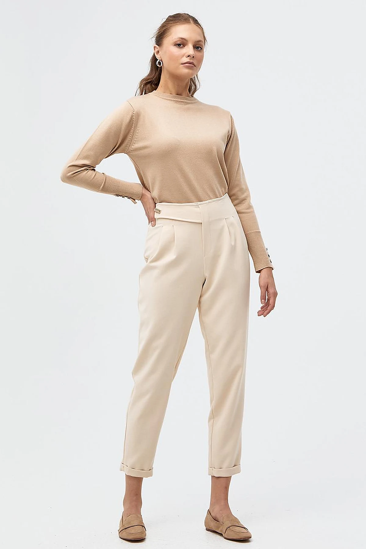 KYR Double Leg Slouchy Pants Cream