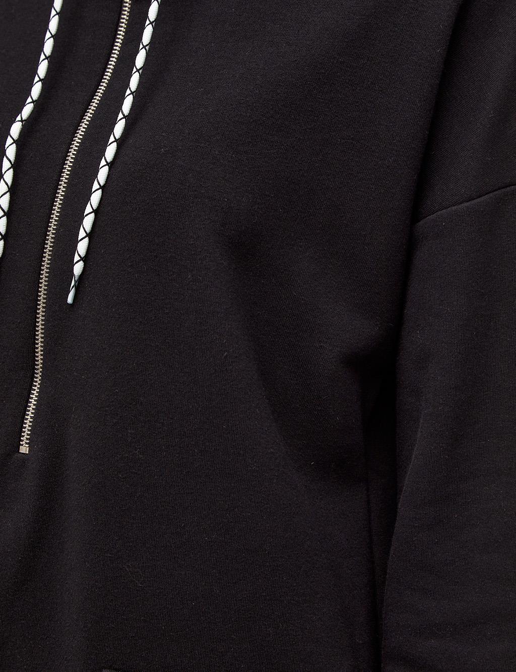 Half Zipper Grandad Collar Sweatshirt Black