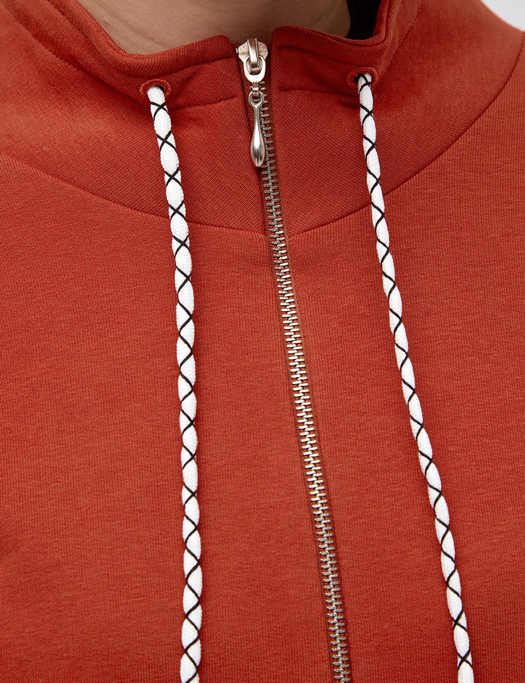 Half Zipper Grandad Collar Sweatshirt Plum