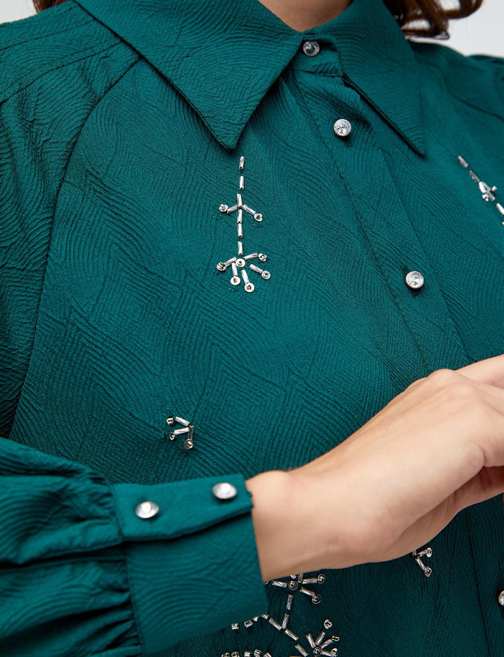 Embroidered Jacquard Tunic Emerald