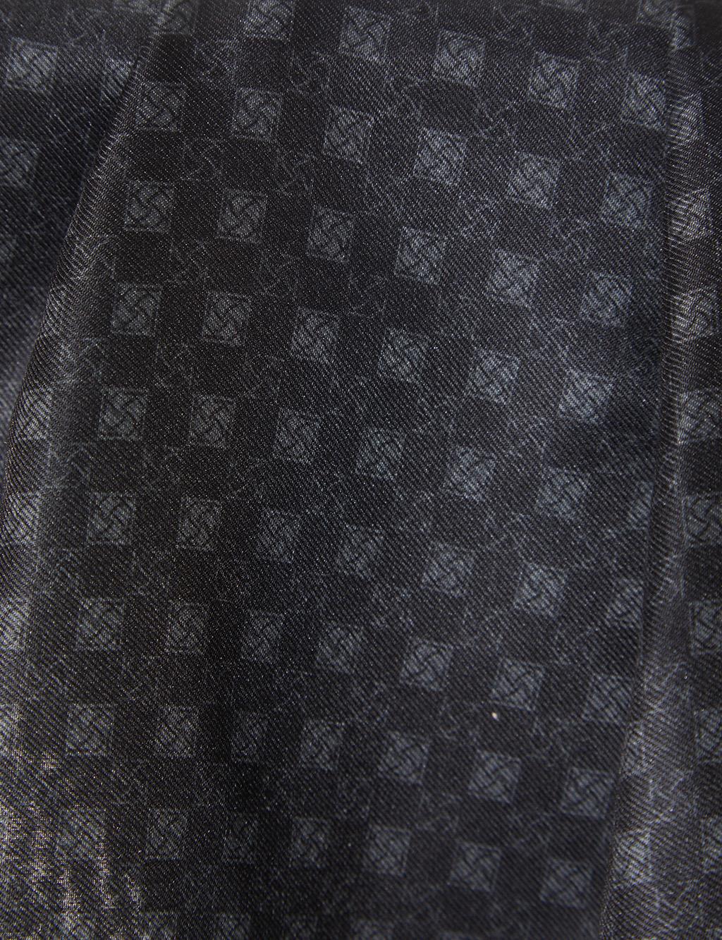 Checkered Monogram Pattern Shawl Black
