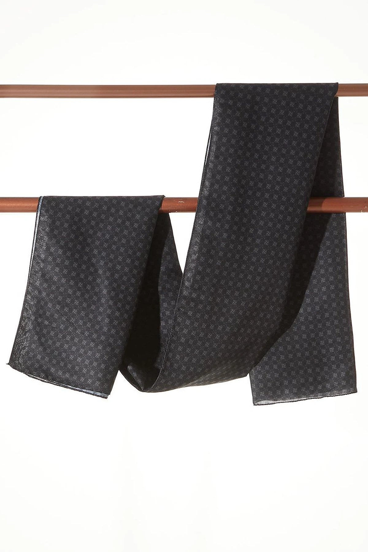 Checkered Monogram Pattern Shawl Black