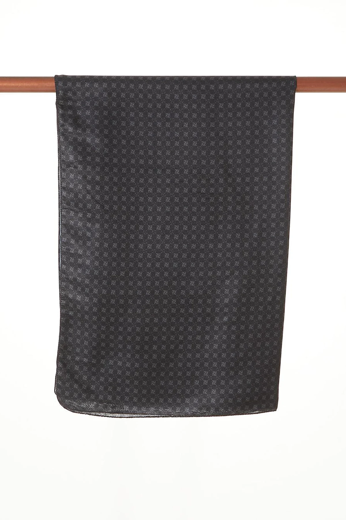 Checkered Monogram Pattern Shawl Black