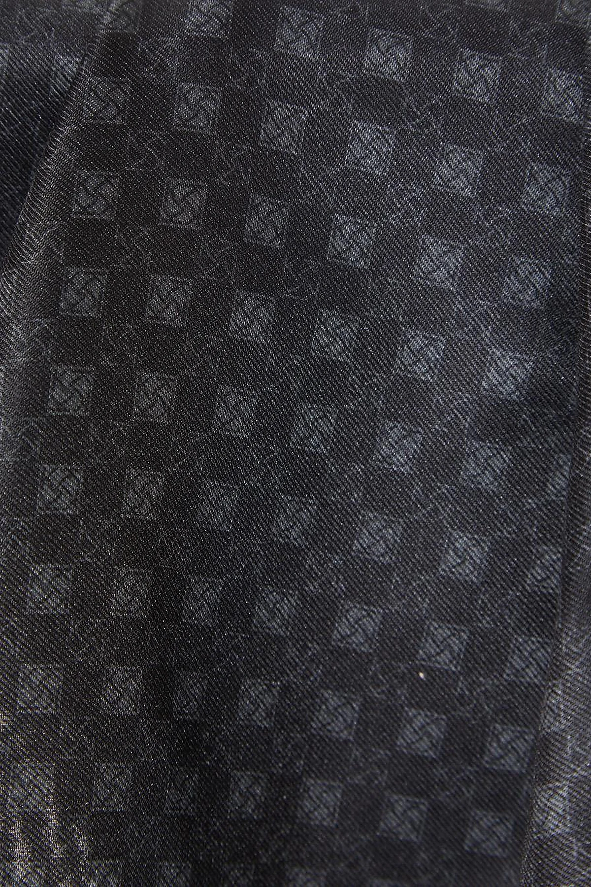 Checkered Monogram Pattern Shawl Black
