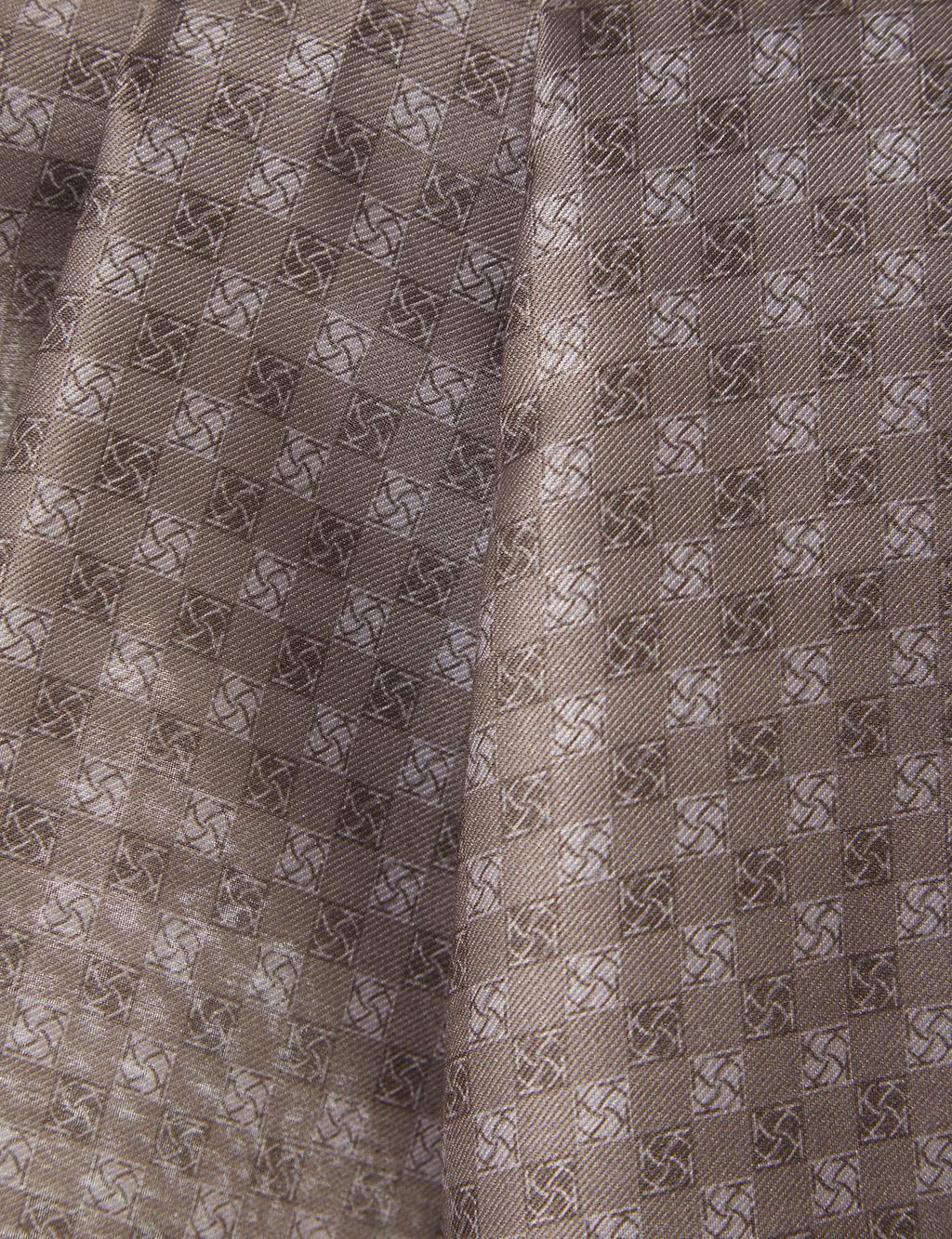 Checkered Monogram Pattern Shawl Brown