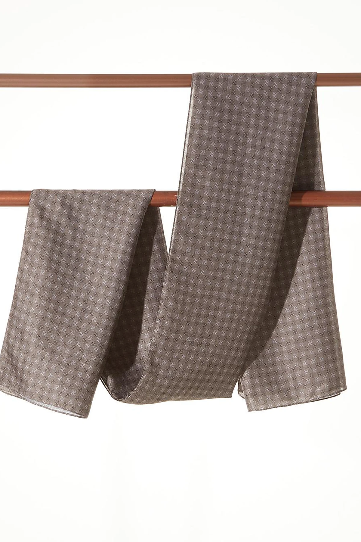 Checkered Monogram Pattern Shawl Brown