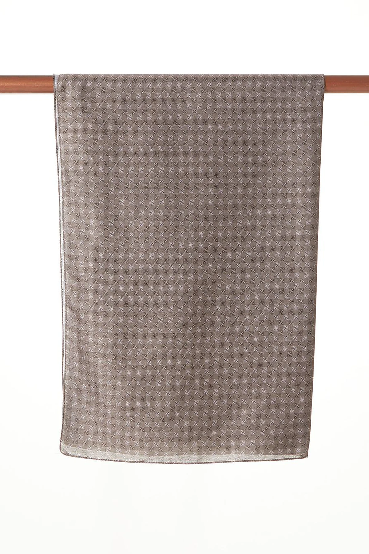 Checkered Monogram Pattern Shawl Brown